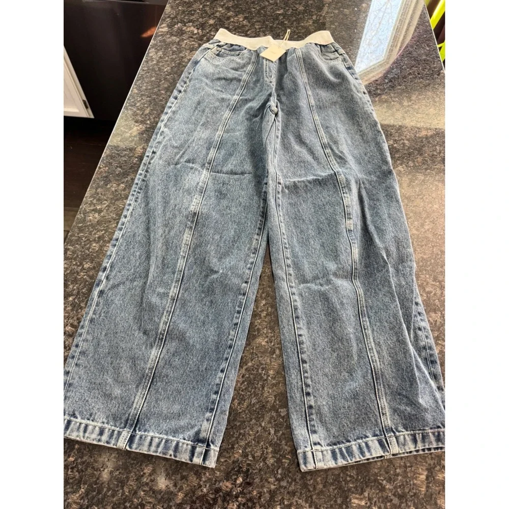 Kith Dana Logo Denim Pant Luka Wash Blue Wide Leg Jeans KHW060547-5078 Size 28 - Picture 4 of 16